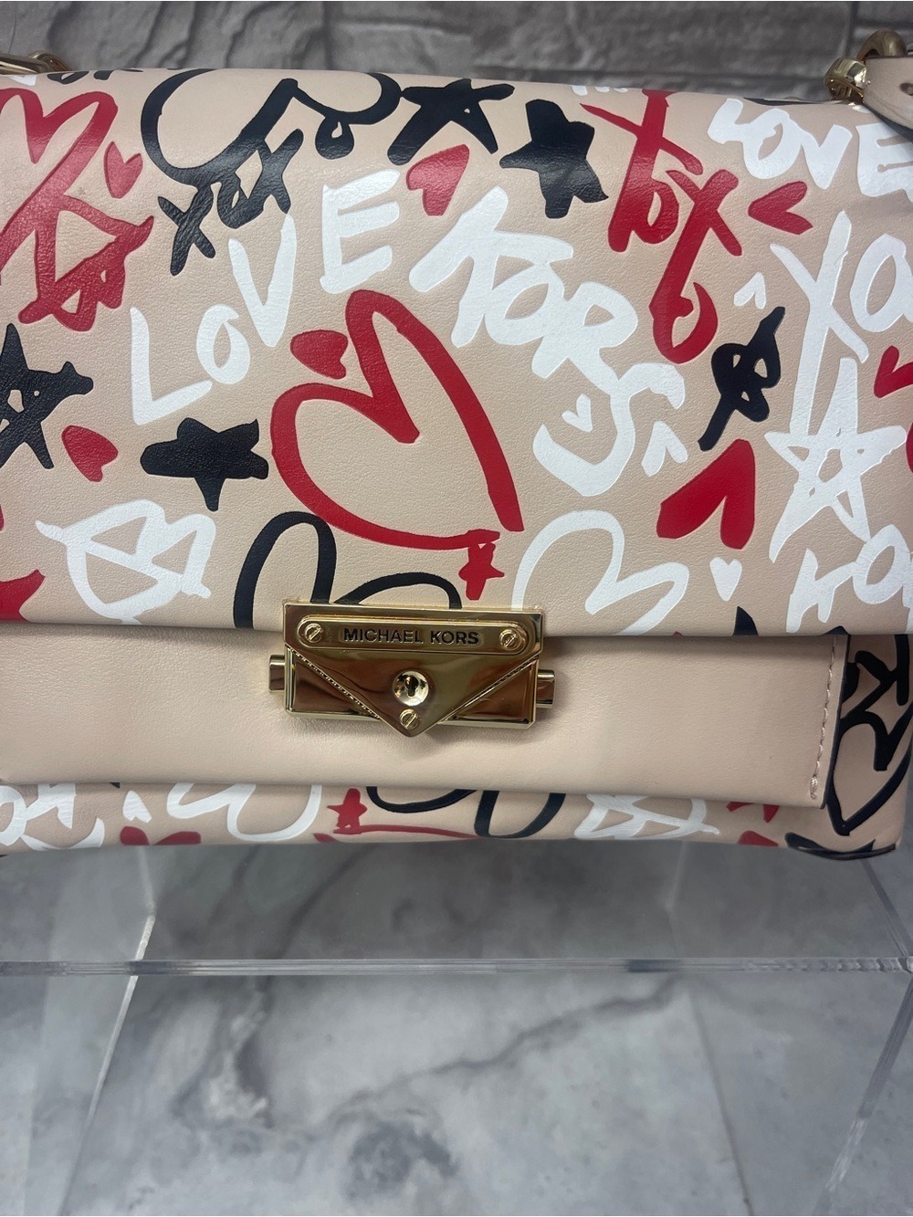 Michaek Kors Cece Medium Chain Shoulder Bag with Matching Wallet Pink Grafitti - Picture 7 of 16